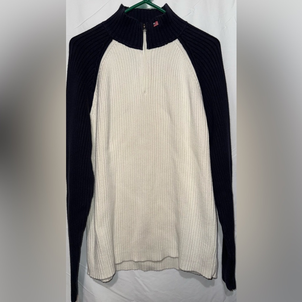 Vintage Polo Jeans Co. Ralph Lauren Navy & Cream Half Zip Sweater L